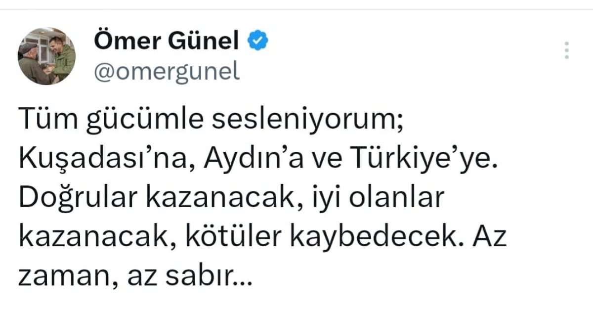 BAŞKAN ÖMER GÜNEL TÜRKİYE’YE SESLENDİ. 