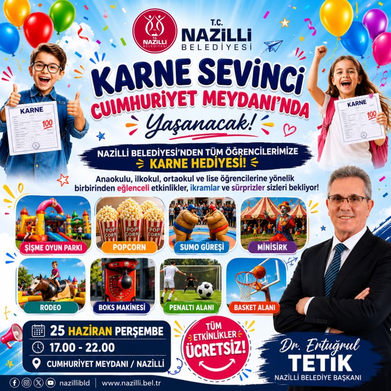 NAZİLLİ BELESİYESİ'NDEN ÖĞRENCİLERE KARNE HEDİYESİ..