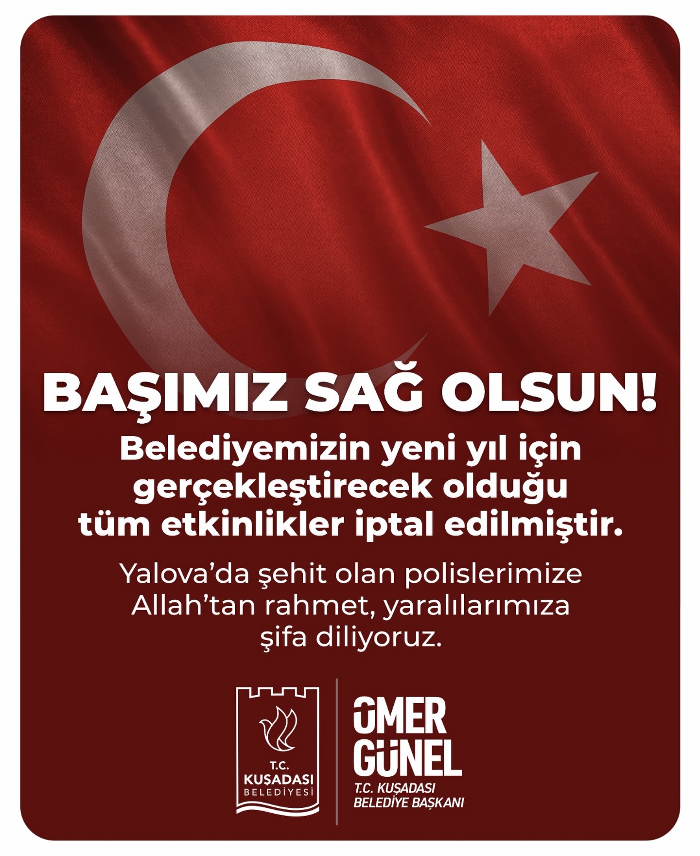 Kuşadası Belediyesi tüm yılbaşı etkinliklerini iptal etti.